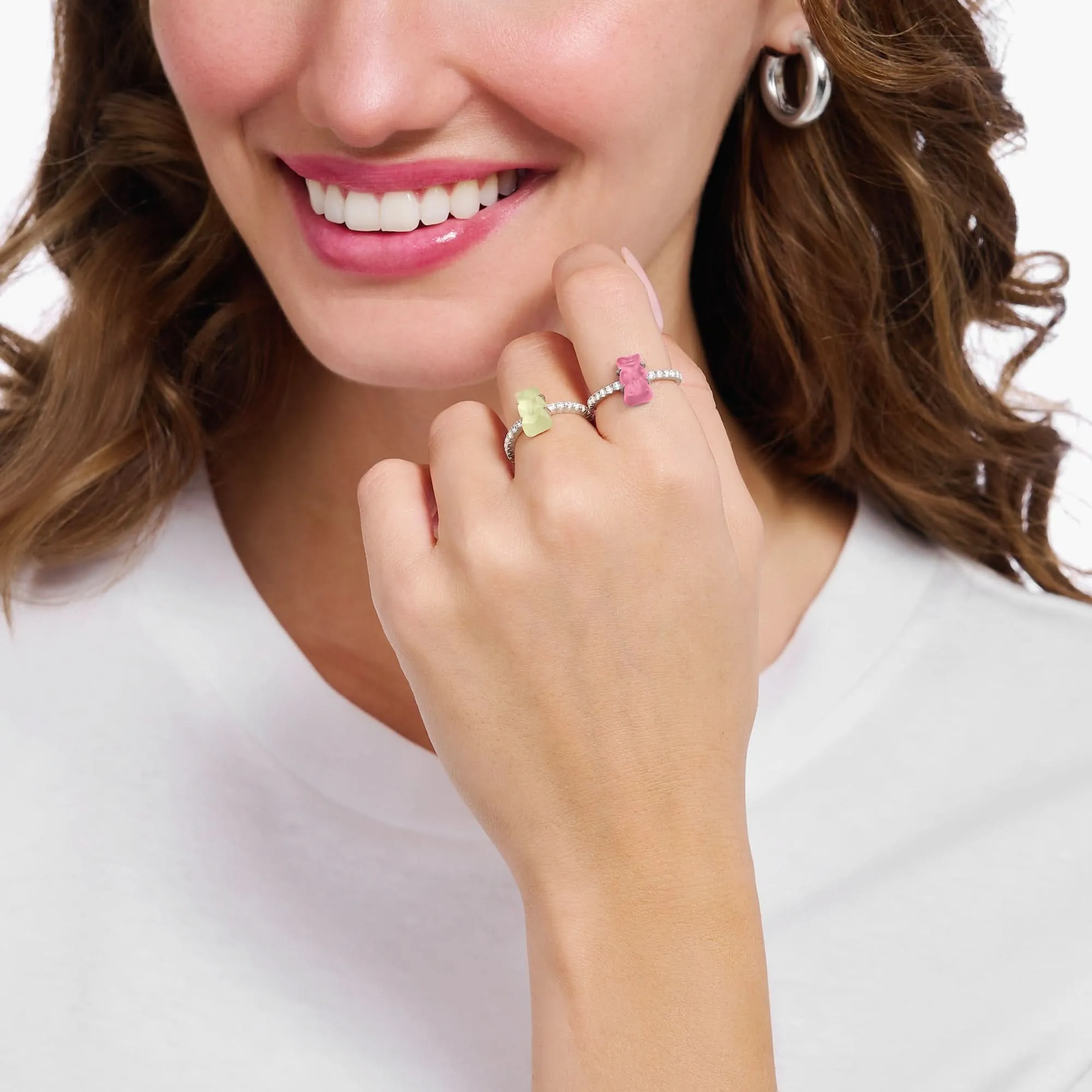 Sterling Silver HARIBO Zirconia Pink Goldbears Ring TR2459-052-9 Thomas Sabo Rings