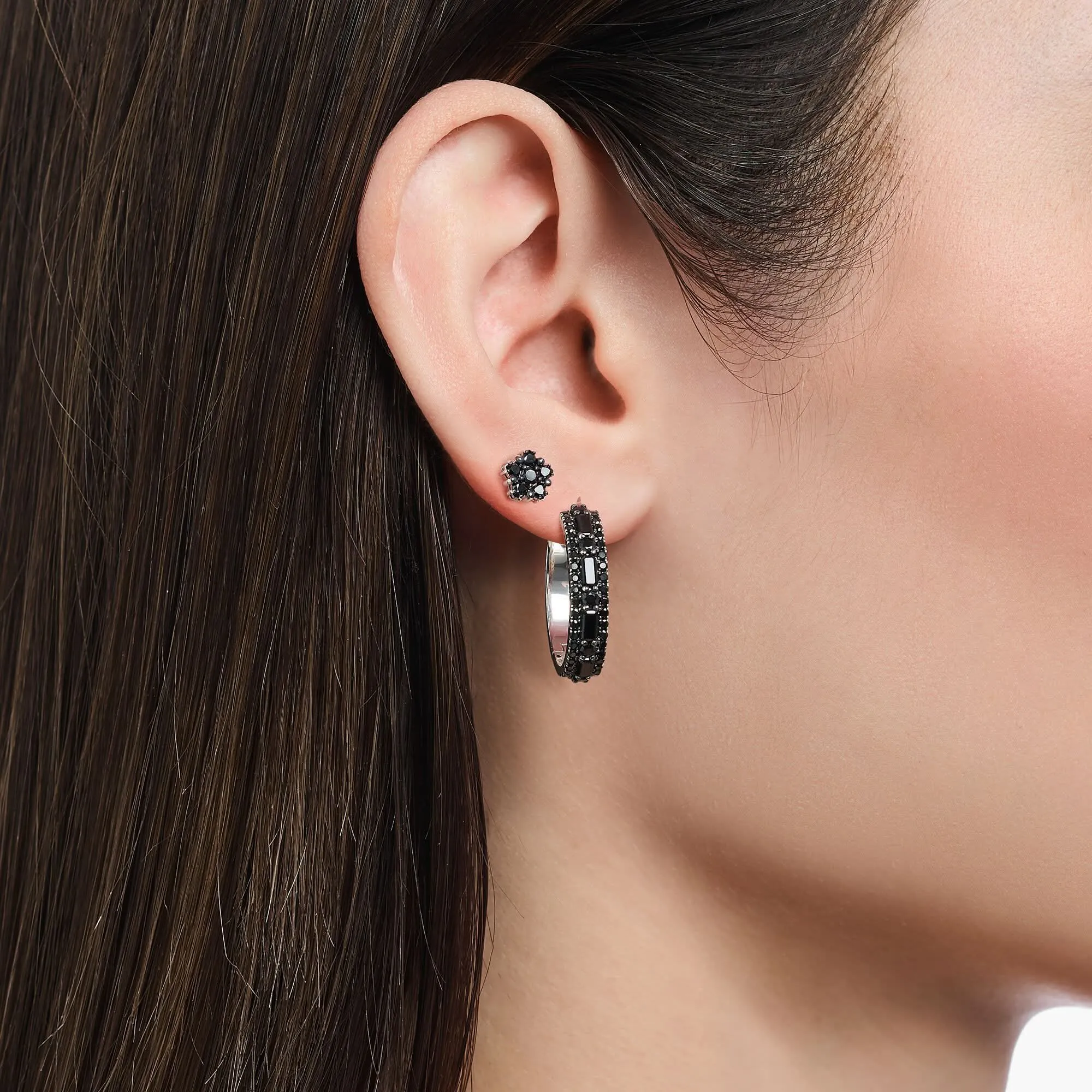 Sterling Silver Heritage Black Zirconia Stud Earrings H2297-643-11 Thomas Sabo Earrings