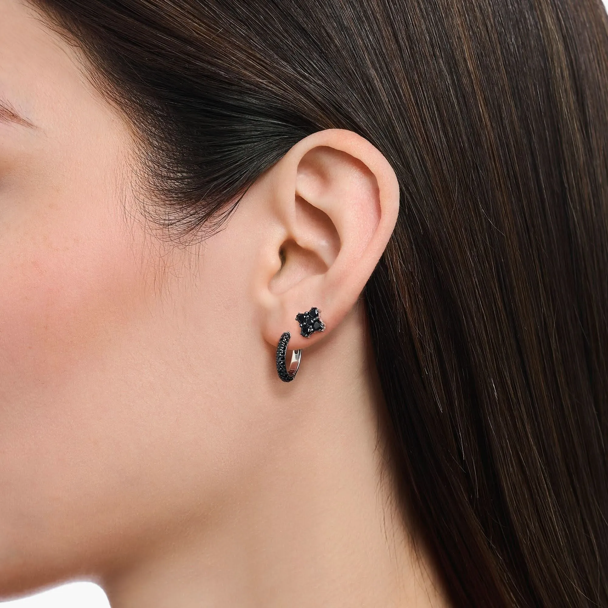 Sterling Silver Heritage Cross Black Zirconia Stud Earrings H2171-643-11 Thomas Sabo Earrings