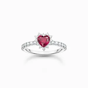 Sterling Silver Red Heart Romance Ring TR2484-013-10 Thomas Sabo Rings