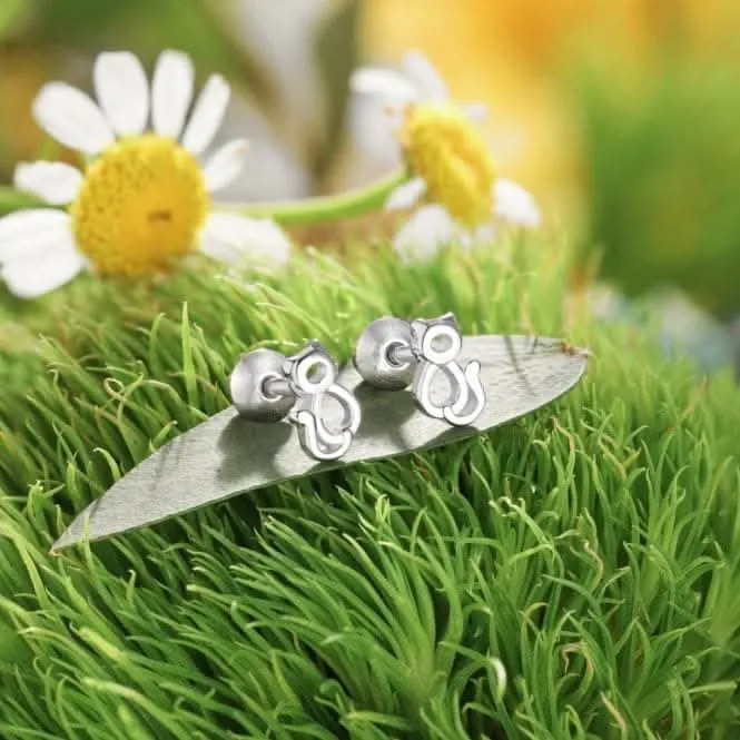 Sterling Silver Rhodium Plated Cat Earrings ERLE009 Ania Haie Jewellery