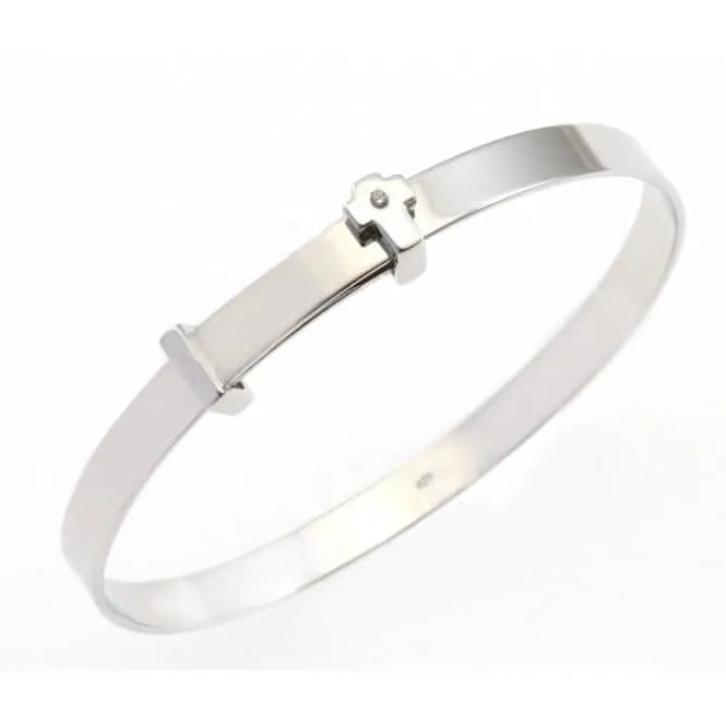 Sterling Silver Rhodium Plated Cross Baby Bangle ERLB024 Ania Haie Jewellery