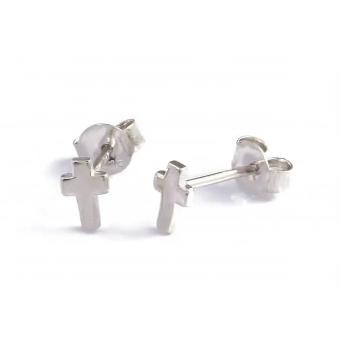 Sterling Silver Rhodium Plated Cross Stud Earrings Ania Haie Jewellery