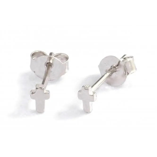 Sterling Silver Rhodium Plated Cross Stud Earrings Ania Haie Jewellery