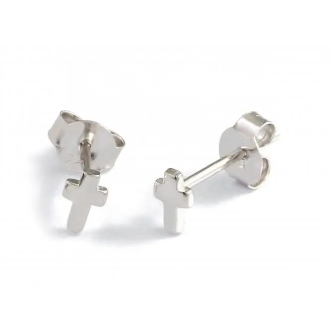 Sterling Silver Rhodium Plated Cross Stud Earrings Ania Haie Jewellery