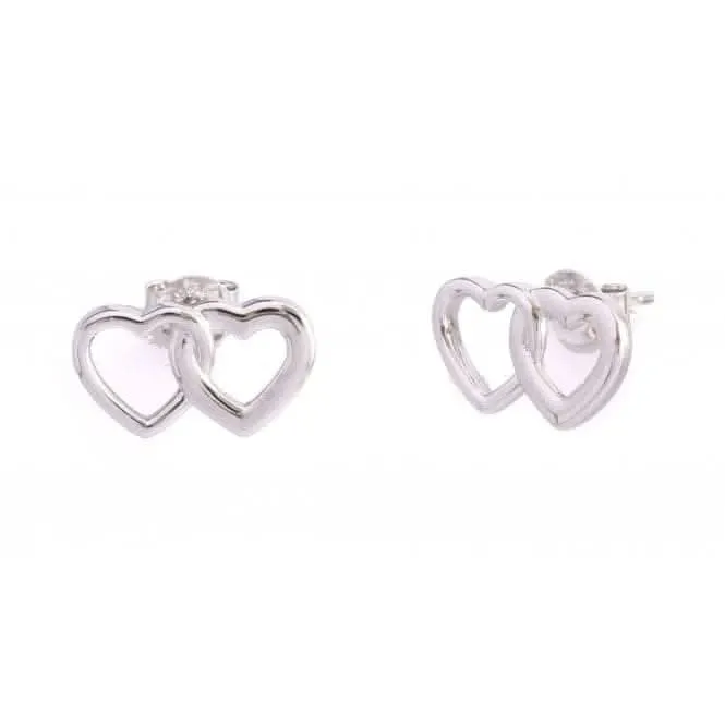 Sterling Silver Rhodium Plated Double Heart Earrings ERLE004 Ania Haie Jewellery
