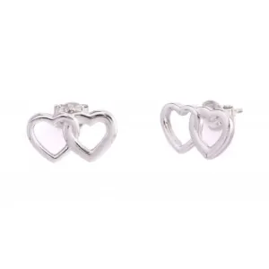 Sterling Silver Rhodium Plated Double Heart Earrings ERLE004 Ania Haie Jewellery