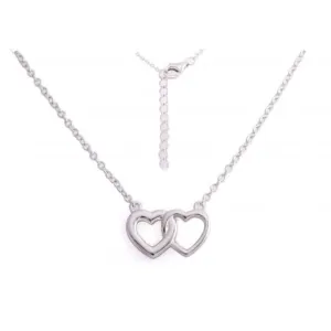 Sterling Silver Rhodium Plated Double Heart Necklace ERLN003 Ania Haie Jewellery