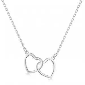 Sterling Silver Rhodium Plated Double Heart Necklace ERLN010 Ania Haie Jewellery
