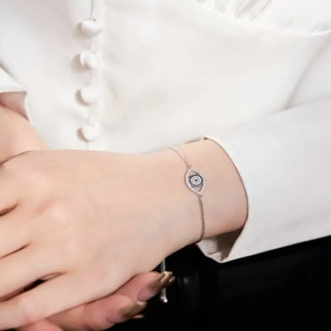 Sterling Silver Rhodium Plated Evil Eye Bracelet ERLB020 Ania Haie Jewellery