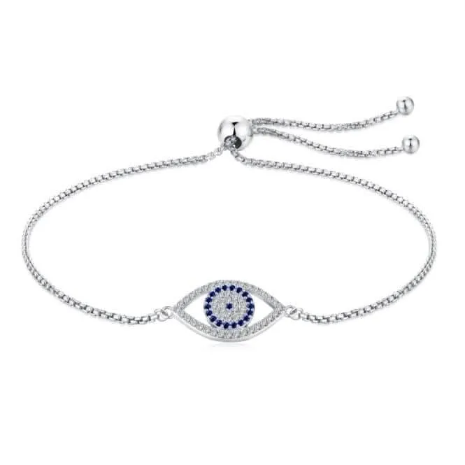 Sterling Silver Rhodium Plated Evil Eye Bracelet ERLB020 Ania Haie Jewellery