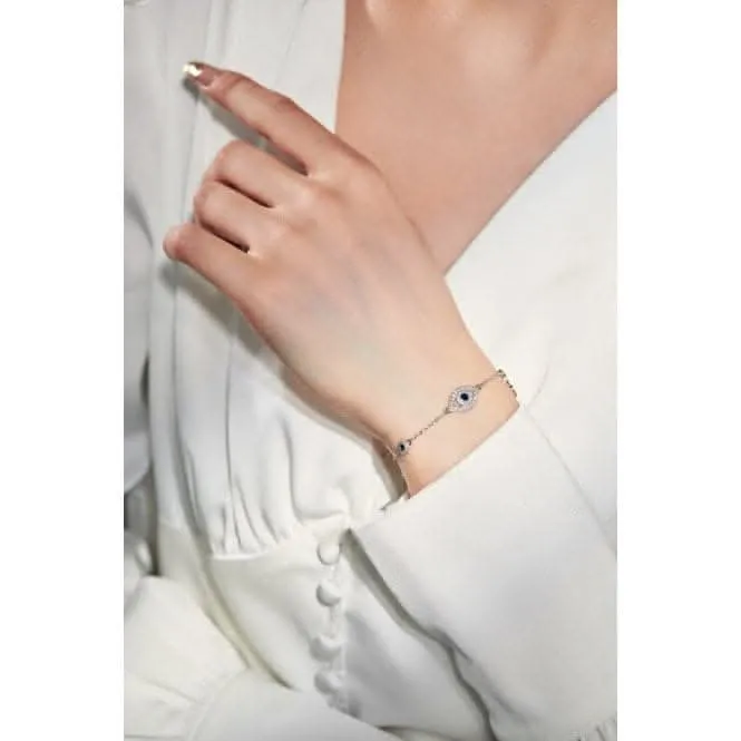 Sterling Silver Rhodium Plated Evil Eye Lucky Horseshoe Bracelet ERLB047 Ania Haie Jewellery