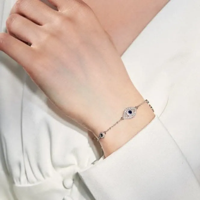 Sterling Silver Rhodium Plated Evil Eye Lucky Horseshoe Bracelet ERLB047 Ania Haie Jewellery