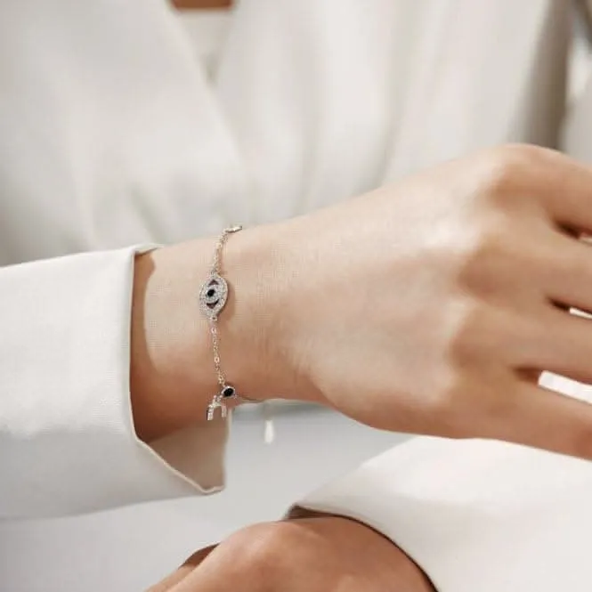 Sterling Silver Rhodium Plated Evil Eye Lucky Horseshoe Bracelet ERLB047 Ania Haie Jewellery