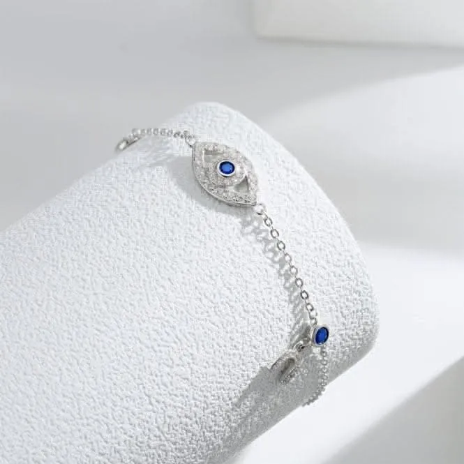 Sterling Silver Rhodium Plated Evil Eye Lucky Horseshoe Bracelet ERLB047 Ania Haie Jewellery