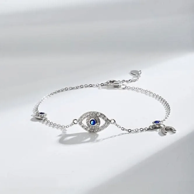 Sterling Silver Rhodium Plated Evil Eye Lucky Horseshoe Bracelet ERLB047 Ania Haie Jewellery