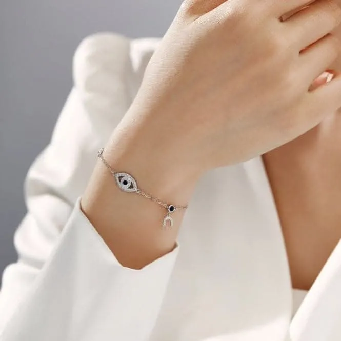 Sterling Silver Rhodium Plated Evil Eye Lucky Horseshoe Bracelet ERLB047 Ania Haie Jewellery