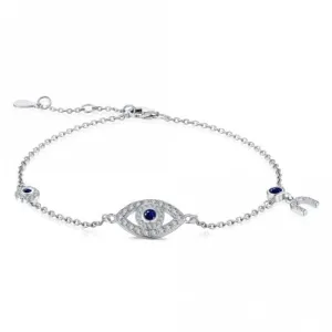 Sterling Silver Rhodium Plated Evil Eye Lucky Horseshoe Bracelet ERLB047 Ania Haie Jewellery