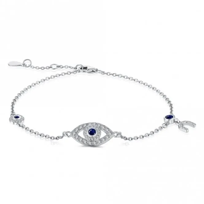 Sterling Silver Rhodium Plated Evil Eye Lucky Horseshoe Bracelet ERLB047 Ania Haie Jewellery