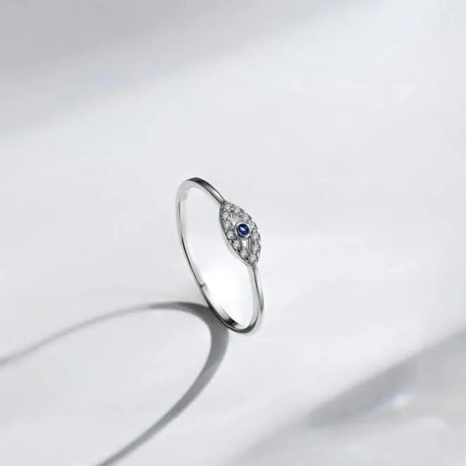 Sterling Silver Rhodium Plated Evil Eye Ring ERLR011 Ania Haie Jewellery