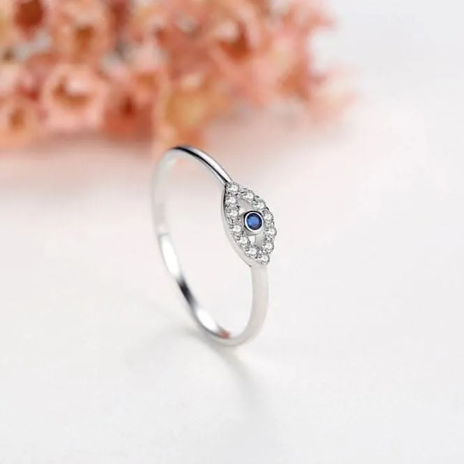 Sterling Silver Rhodium Plated Evil Eye Ring ERLR011 Ania Haie Jewellery