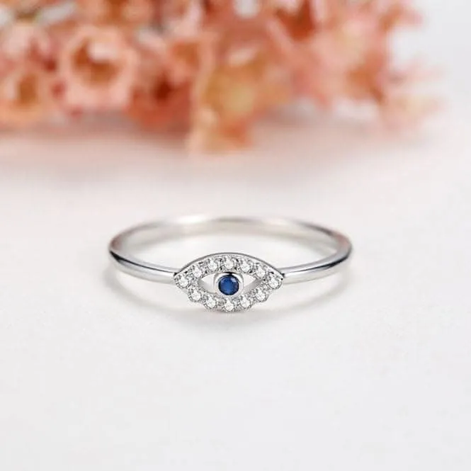 Sterling Silver Rhodium Plated Evil Eye Ring ERLR011 Ania Haie Jewellery
