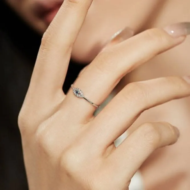 Sterling Silver Rhodium Plated Evil Eye Ring ERLR011 Ania Haie Jewellery
