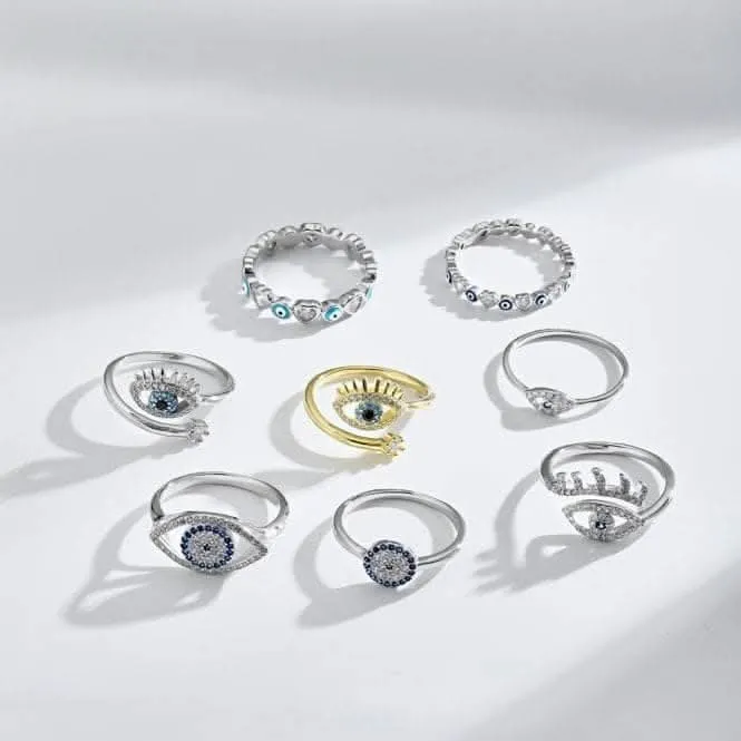 Sterling Silver Rhodium Plated Evil Eye Ring ERLR011 Ania Haie Jewellery