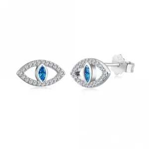 Sterling Silver Rhodium Plated Evil Eye Stud Earrings ERLE082 Ania Haie Jewellery