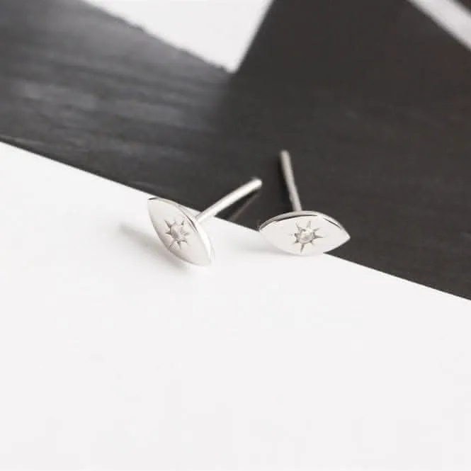 Sterling Silver Rhodium Plated Evil Eye Stud Earrings ERLE086 Ania Haie Jewellery