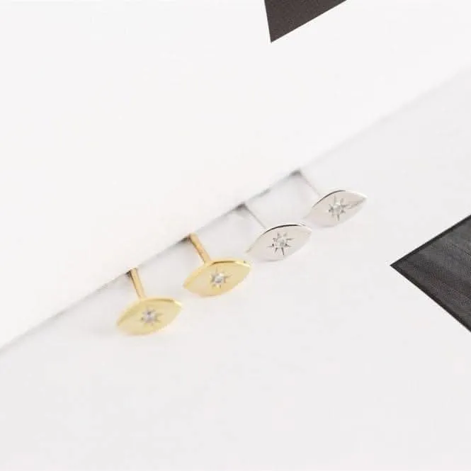 Sterling Silver Rhodium Plated Evil Eye Stud Earrings ERLE086 Ania Haie Jewellery