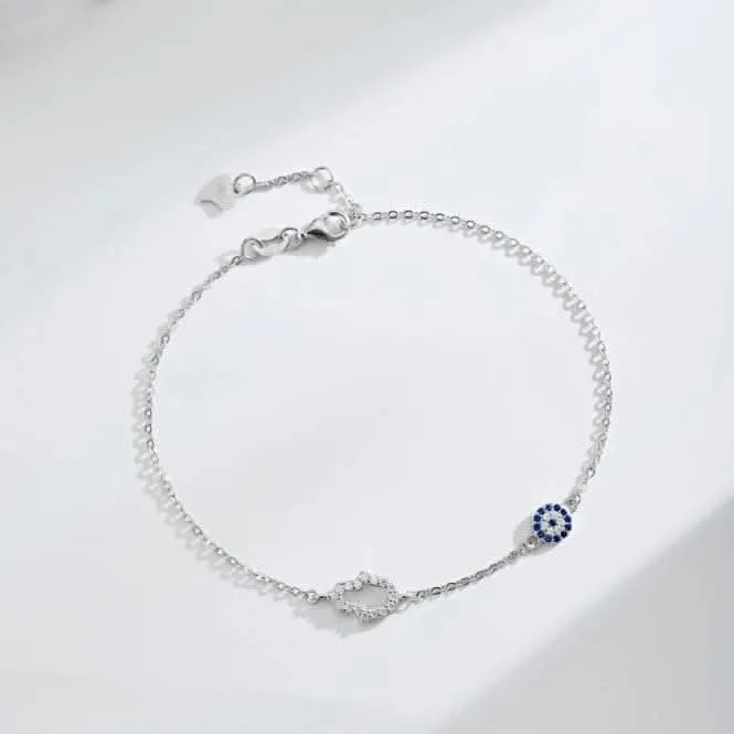 Sterling Silver Rhodium Plated Hand Of Fatima Bracelet ERLB049 Ania Haie Jewellery