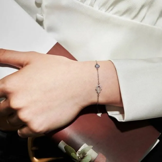 Sterling Silver Rhodium Plated Hand Of Fatima Bracelet ERLB049 Ania Haie Jewellery