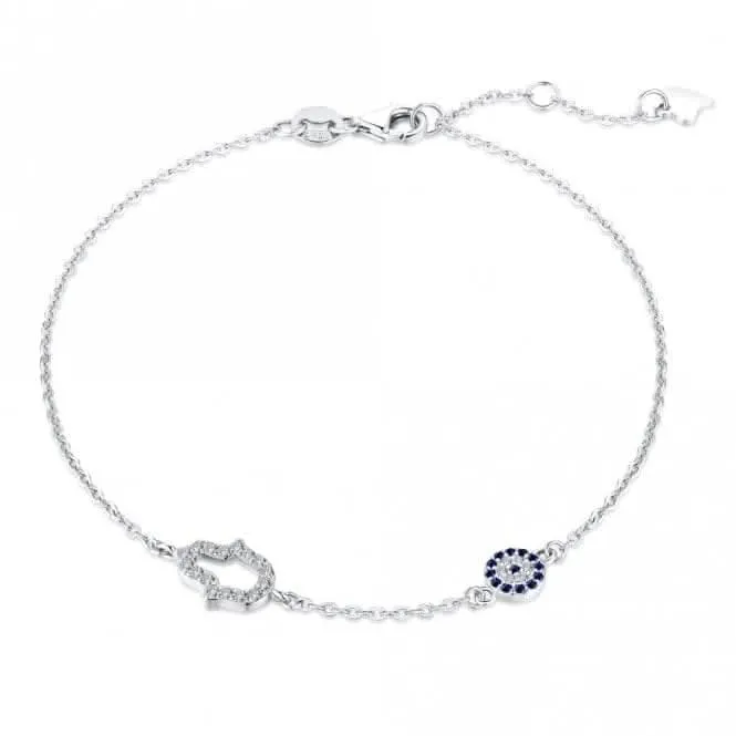 Sterling Silver Rhodium Plated Hand Of Fatima Bracelet ERLB049 Ania Haie Jewellery