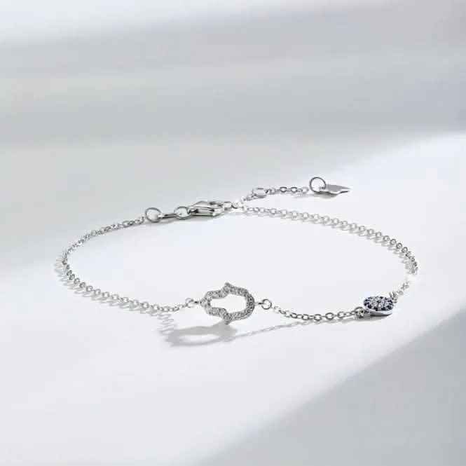 Sterling Silver Rhodium Plated Hand Of Fatima Bracelet ERLB049 Ania Haie Jewellery