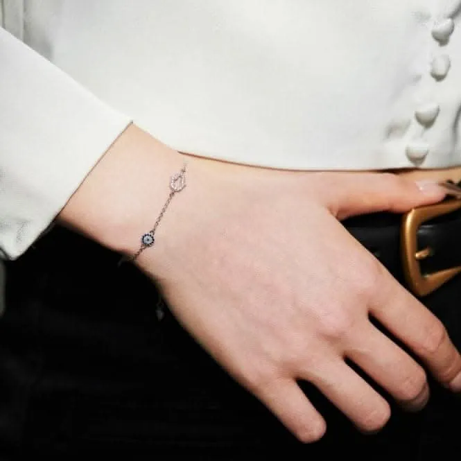 Sterling Silver Rhodium Plated Hand Of Fatima Bracelet ERLB049 Ania Haie Jewellery