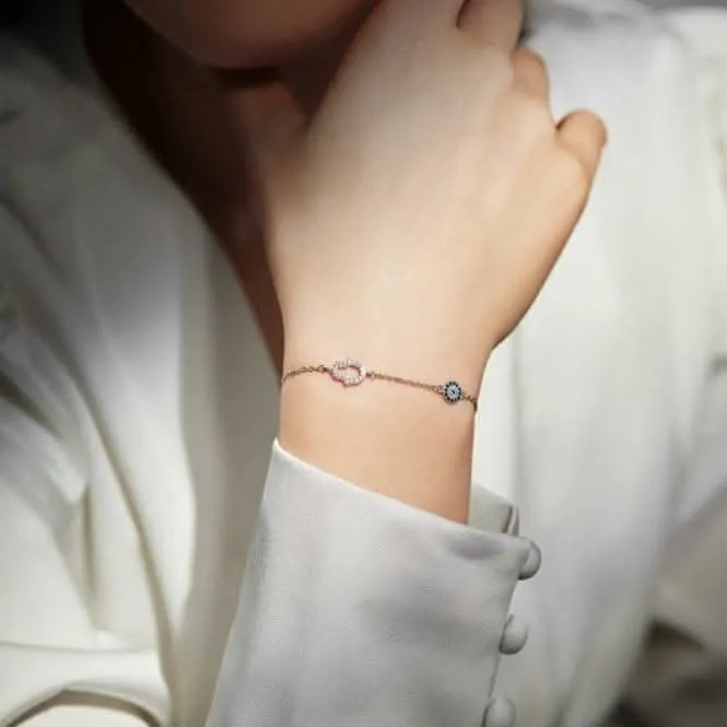 Sterling Silver Rhodium Plated Hand Of Fatima Bracelet ERLB049 Ania Haie Jewellery