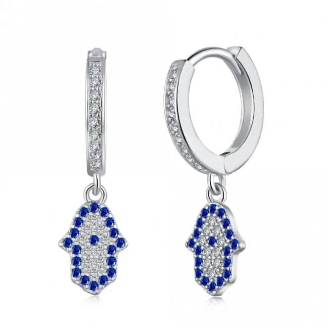 Sterling Silver Rhodium Plated Hand Of Fatima Hoop Earrings ERLE084 Ania Haie Jewellery