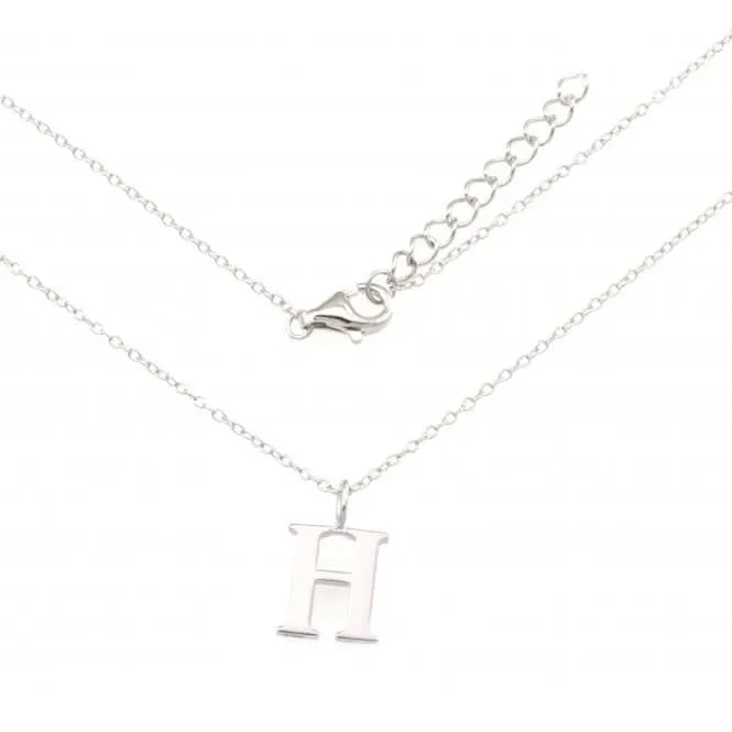 Sterling Silver Rhodium Plated Letter H Necklace ERLN004-H Ania Haie Jewellery