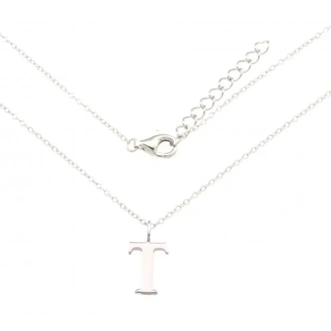 Sterling Silver Rhodium Plated Letter T Necklace ERLN004-T Ania Haie Jewellery