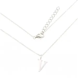 Sterling Silver Rhodium Plated Letter V Necklace ERLN004-V Ania Haie Jewellery