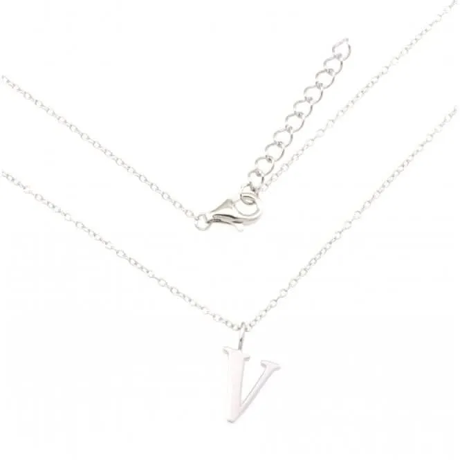 Sterling Silver Rhodium Plated Letter V Necklace ERLN004-V Ania Haie Jewellery