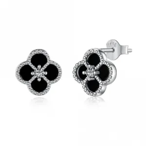 Sterling Silver Rhodium Plated Lucky 4 Leaf Earrings ERLE036 Ania Haie Jewellery