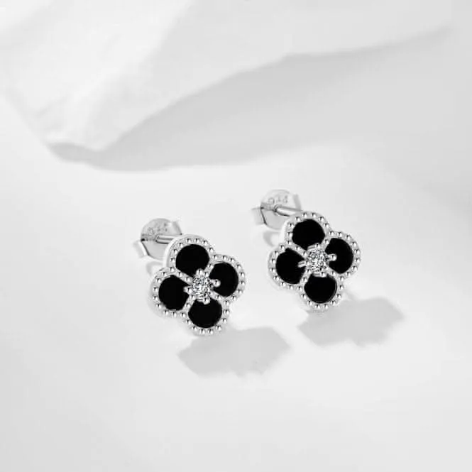 Sterling Silver Rhodium Plated Lucky 4 Leaf Earrings ERLE036 Ania Haie Jewellery