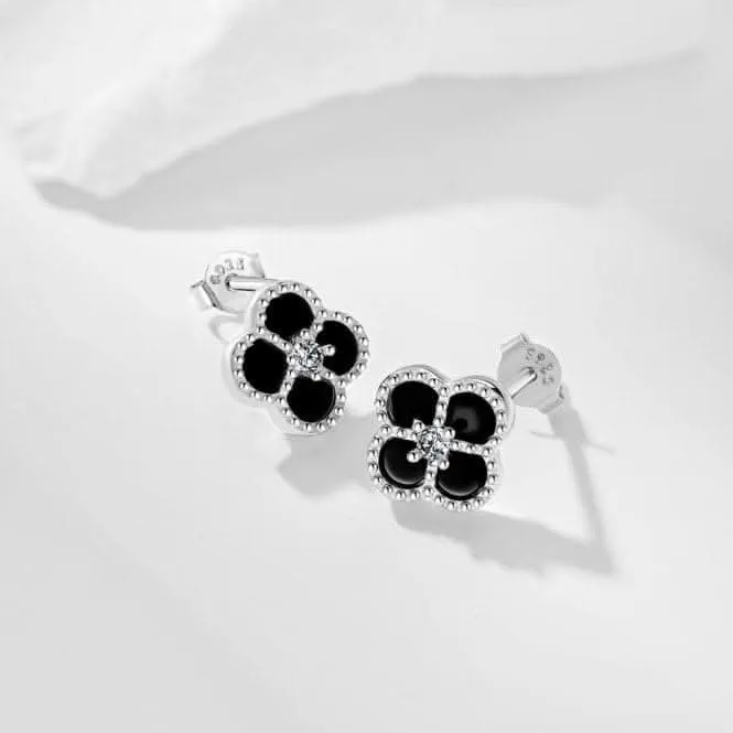 Sterling Silver Rhodium Plated Lucky 4 Leaf Earrings ERLE036 Ania Haie Jewellery