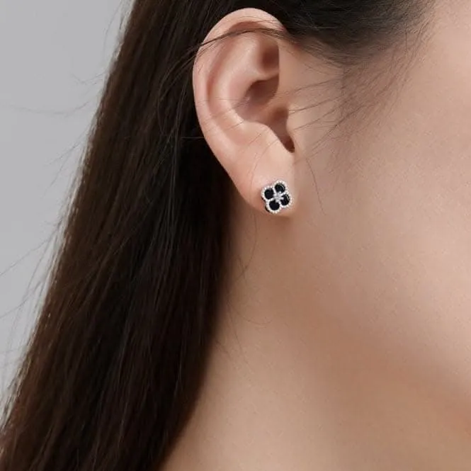 Sterling Silver Rhodium Plated Lucky 4 Leaf Earrings ERLE036 Ania Haie Jewellery
