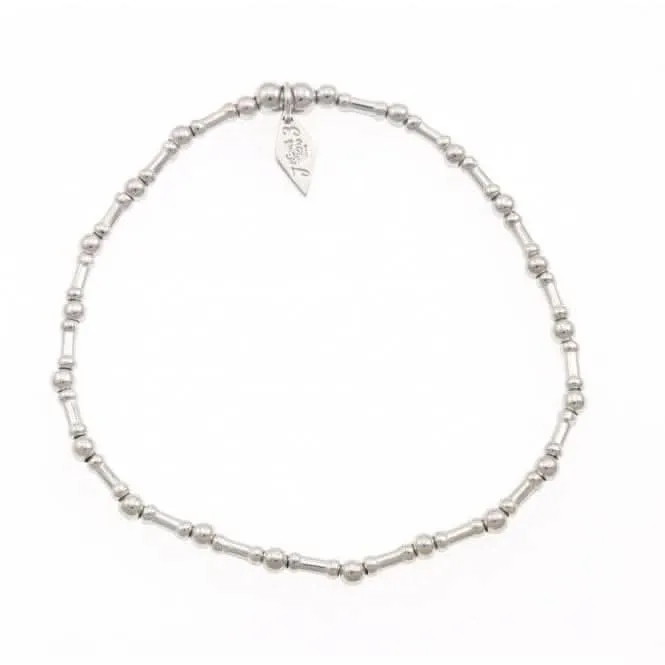Sterling Silver Rhodium Plated Mixed Bead Bracelet ERLB031 Ania Haie Jewellery