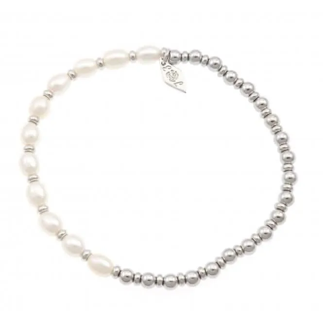 Sterling Silver Rhodium Plated Pearl Bracelet ERLB030 Ania Haie Jewellery