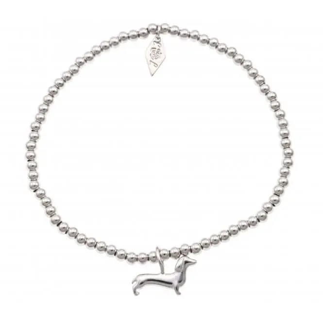 Sterling Silver Rhodium Plated Sausage Dog Beaded Bracelet ERLB033 Ania Haie Jewellery