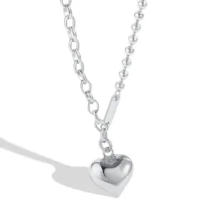 Sterling Silver Rhodium Plated Solid Heart Necklace ERLN011 Ania Haie Jewellery